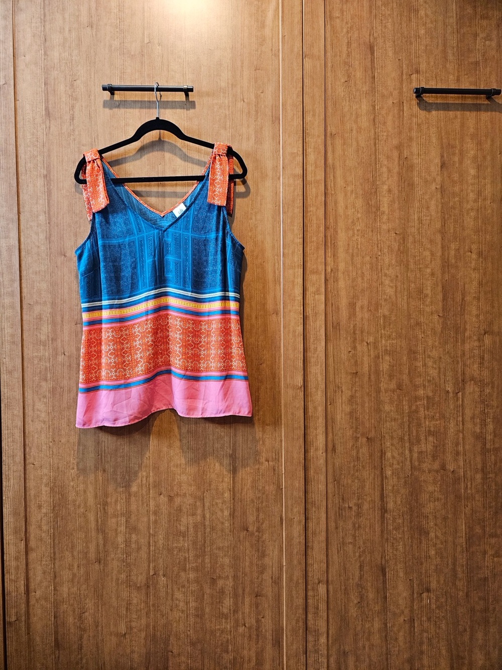 CAbi Blue, Coral & Pink Tie-Shoulder Camisole